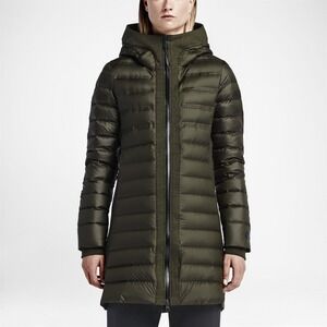 Nike Tech Fleece Jacket Womens M Aeroloft 800 Down Parka Quilted Puffer Coat